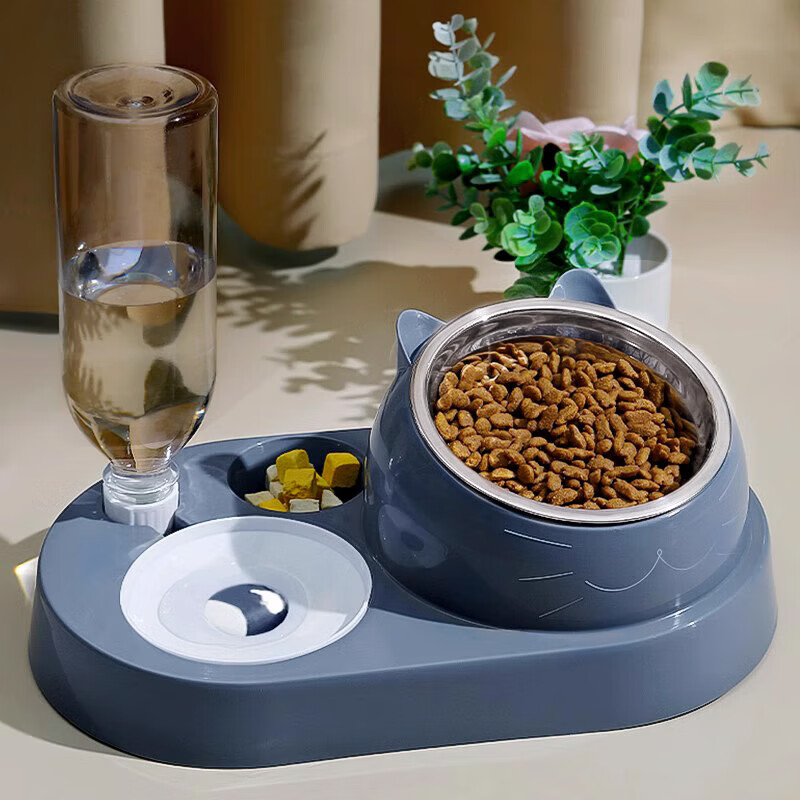 Hoopet 华元宠具 猫碗双碗不锈钢狗狗碗宠物猫粮食盆自动饮水器水碗喂食器
