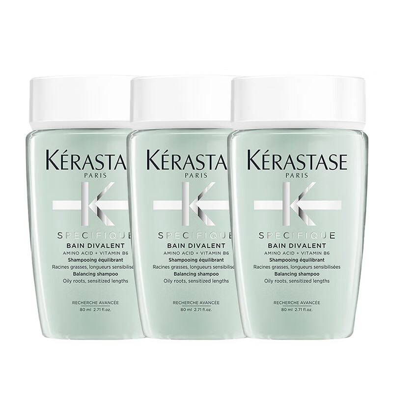 88VIP：KÉRASTASE 卡诗 双重功能洗发水80ml*3瓶去油控油清爽洗发露洗头膏 59.5元