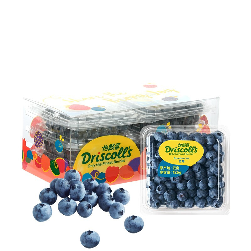 怡颗莓 Driscoll's 云南蓝莓14mm+ 4盒装 125g/盒 新鲜水 52.26元