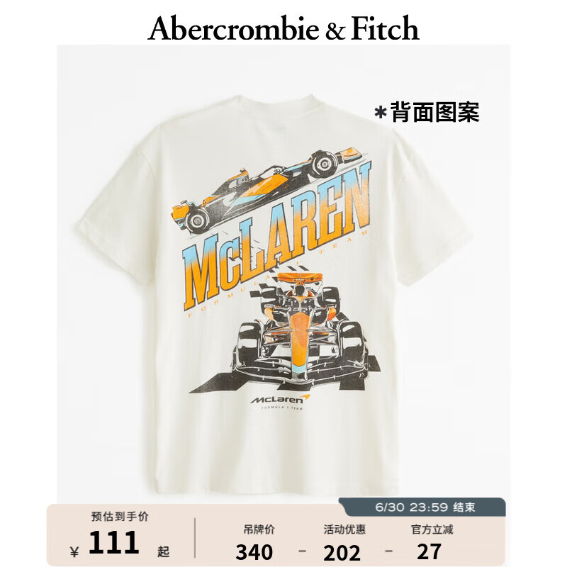 Abercrombie & Fitch 迈凯伦宽松圆领短袖T恤 326433-1 109.51元