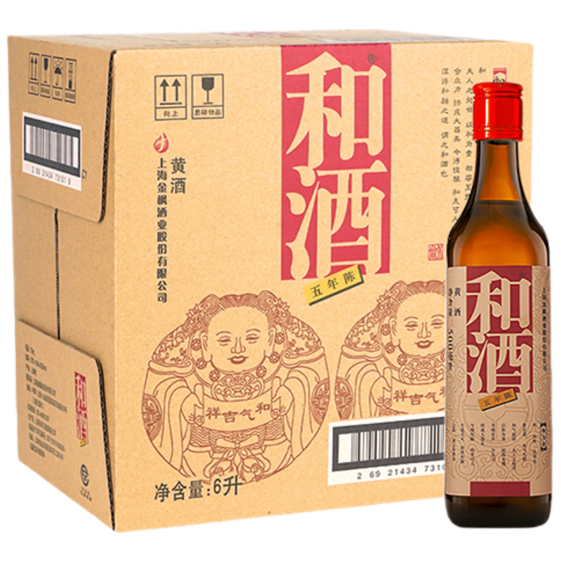 Plus会员：和酒 五年 半干型 海派黄酒 500ml*12瓶 整箱装 上海老酒 101.97元