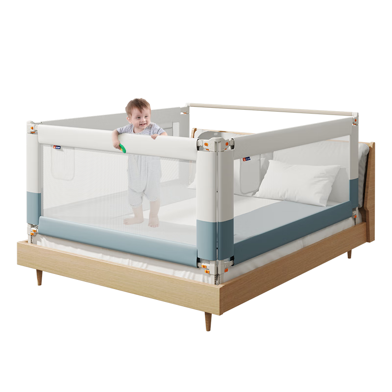 plus：M-CASTLE床围栏 婴儿童床上挡板 防摔床护栏 床围挡 冰川蓝 单面装 2.0米 