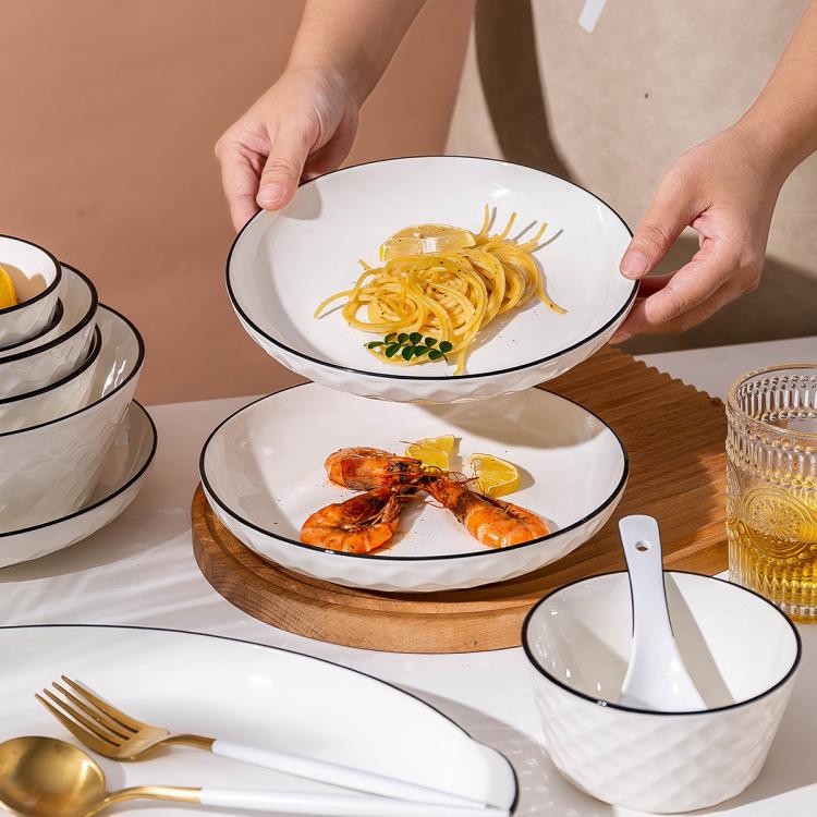 日式北欧餐具碗碟套装家用餐盘菜盘子创意单个吃饭碗汤碗面碗碗筷 9.8元