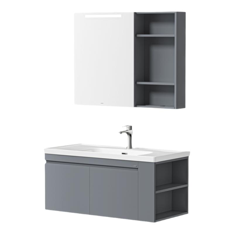 箭牌 浴室柜陶瓷一体盆主卧卫生间洗漱台卫浴柜洗脸盆洗手盆柜组合 灰色80