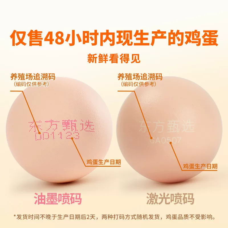 东方甄选 谷物鲜鸡蛋/DHA升级OMEGA-3/大码鸡蛋新鲜可生食早餐鸡蛋 19.9元 - 清风线报