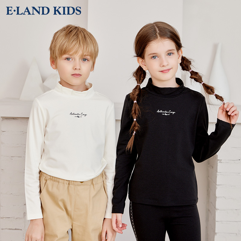 E·LAND KIDS E·LAND 衣恋 eland kids衣恋童装2021年秋新品男女童德绒T恤半高领长袖