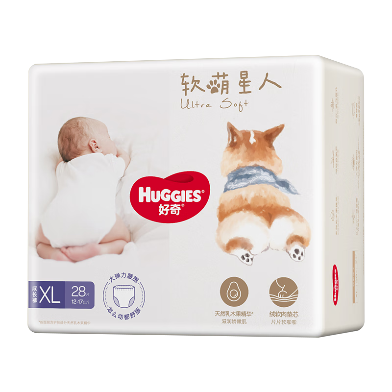 好奇（Huggies）软萌星人柯基裤成长裤XL28片(尺码任选，新客返1000豆) 179.5元