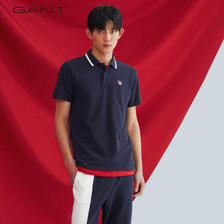 GANT 甘特 夏季男士美式撞色领珠地网眼短袖POLO衫|2002015 253.46元（需用券）