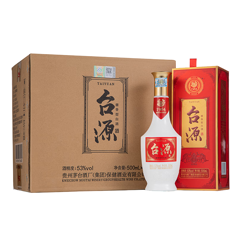 plus会员：茅台（MOUTAI）贵州茅台集团 台源 53度 酱香型白酒 500ml*6 整箱装 393