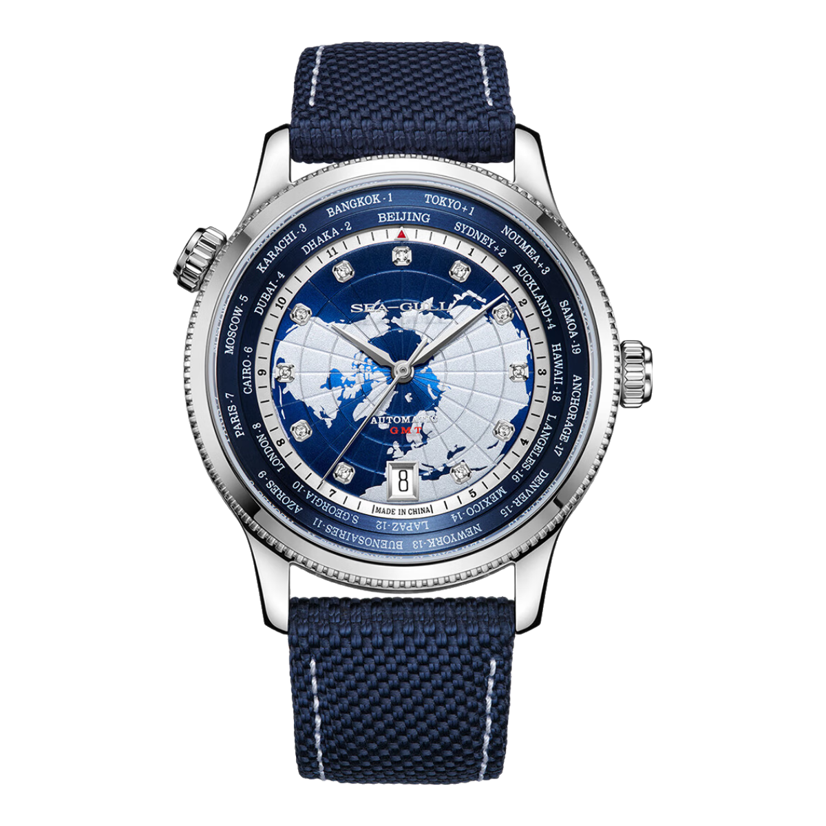 年货大集：海鸥 世界时系列复杂多功能双时圈自动机械手表7079 819.95.7079V-蓝