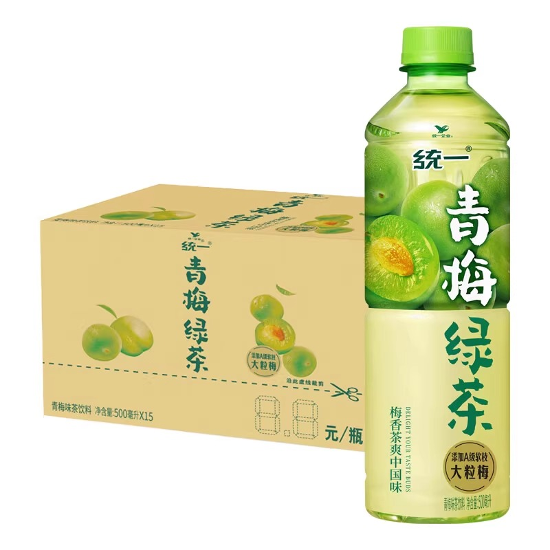 统一 青梅绿茶整箱装A级软枝大粒梅小瓶夏日饮料 8.9元