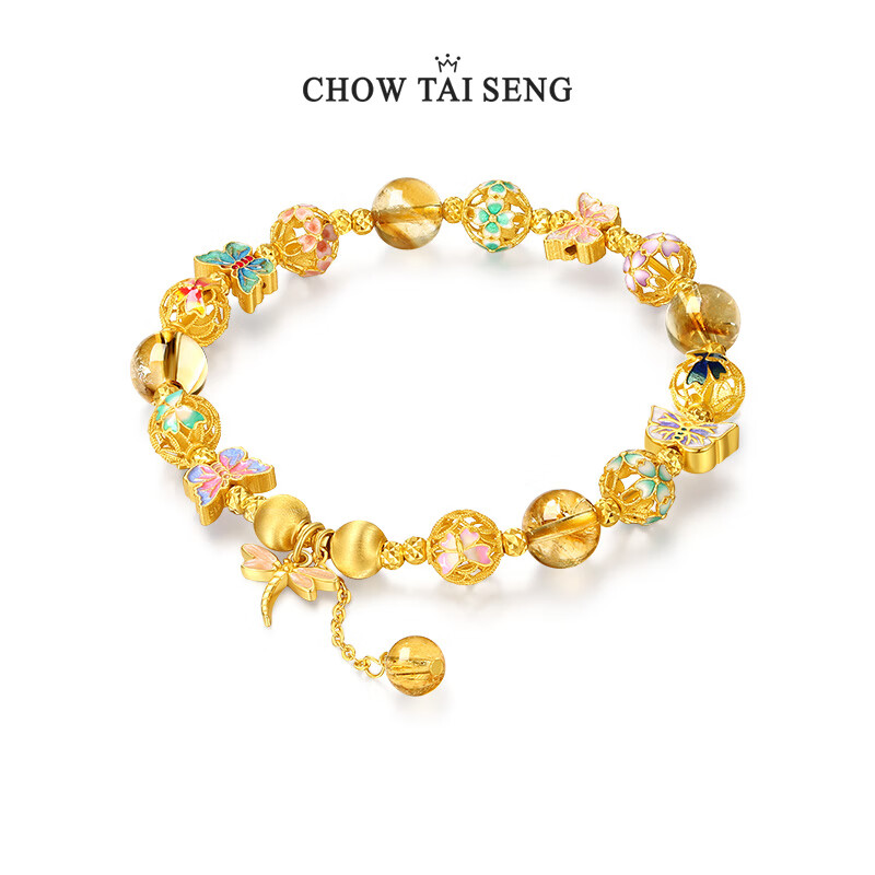 PLUS会员：周大生 珐琅绣球黄水晶手链S925纯 389元（需用券）