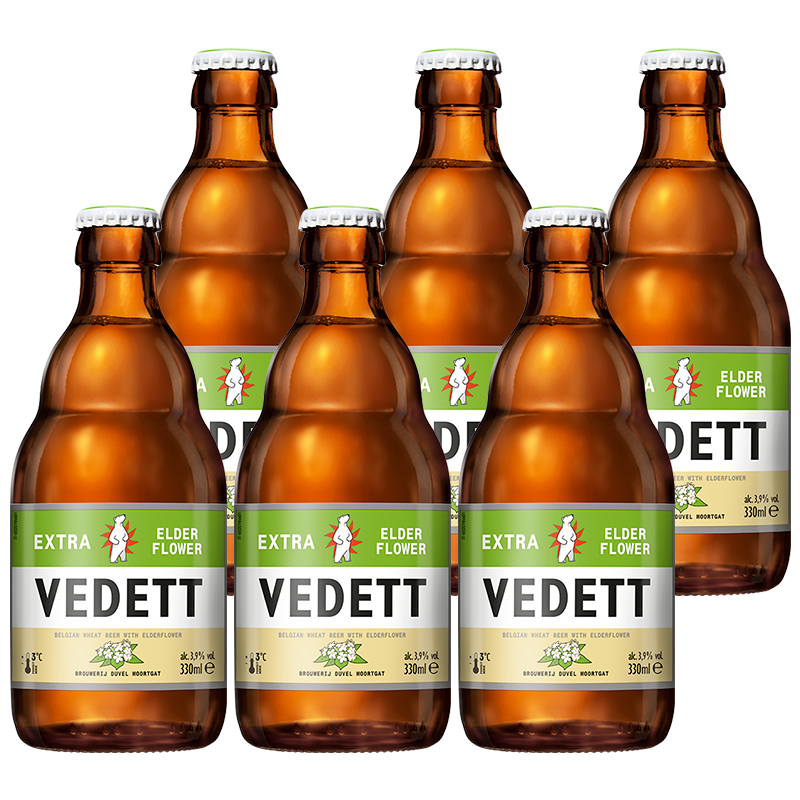 临期品：VEDETT 白熊 接骨木花精酿啤酒 330mL*6瓶 比利时原瓶进口 18.66元（需