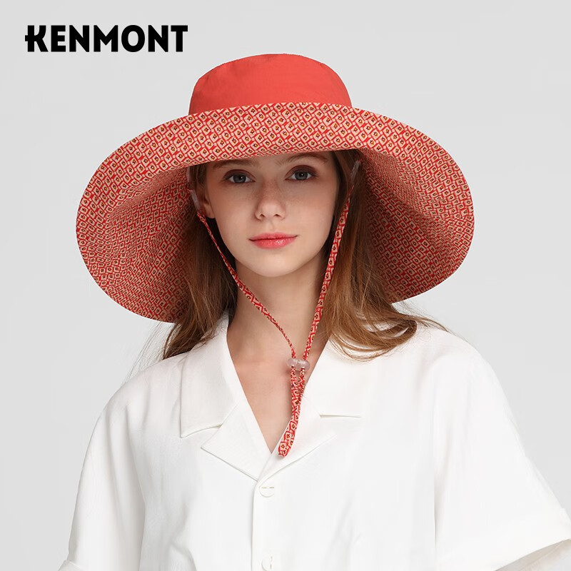 KENMONT 卡蒙 可折叠帽子速干透气太阳帽女防晒洋气时尚防紫外线大帽檐遮热3