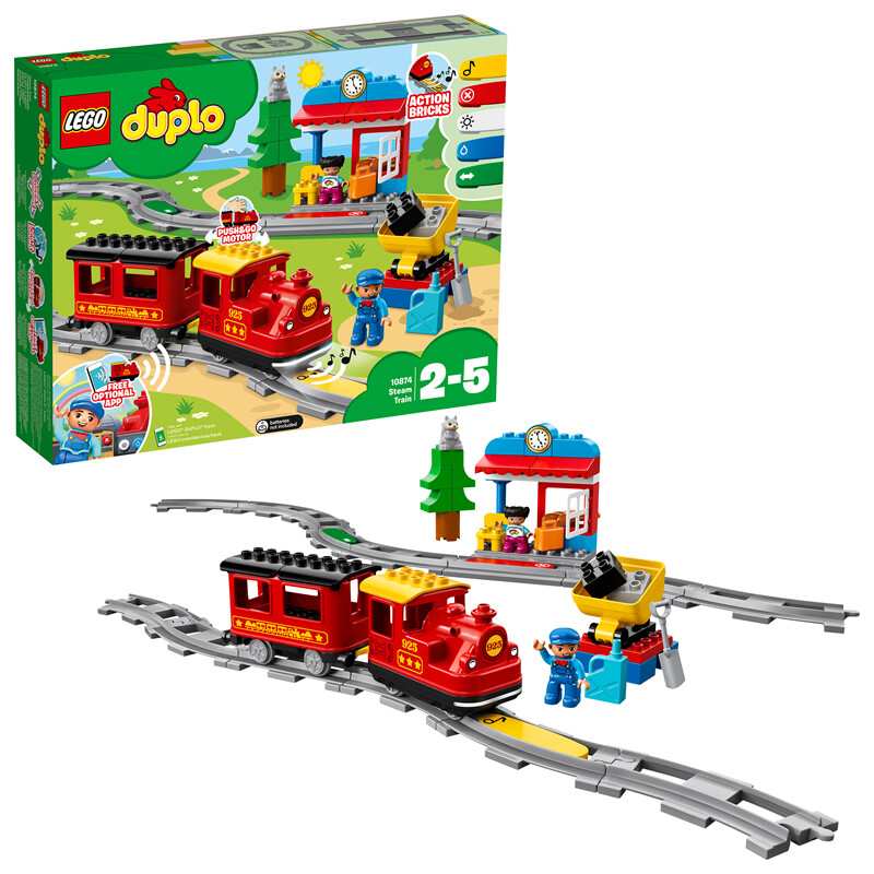 LEGO 乐高 积木拼装得宝10874 智能蒸汽火车大颗粒积木桌儿童玩具生日礼物 354