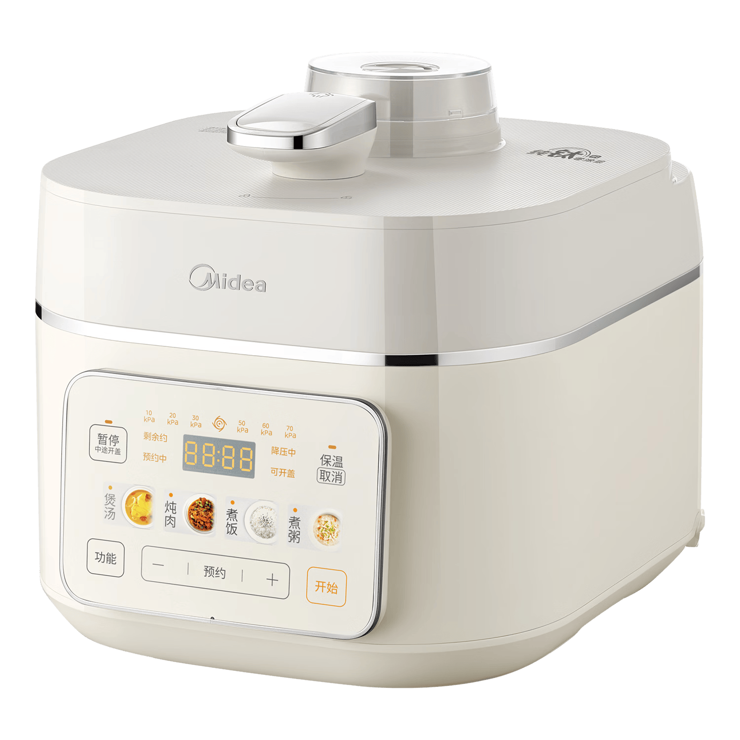 PLUS、微信小程序：美的 IH猛火纯钛0涂层电压力锅 5L 智能预约多功能一体机 