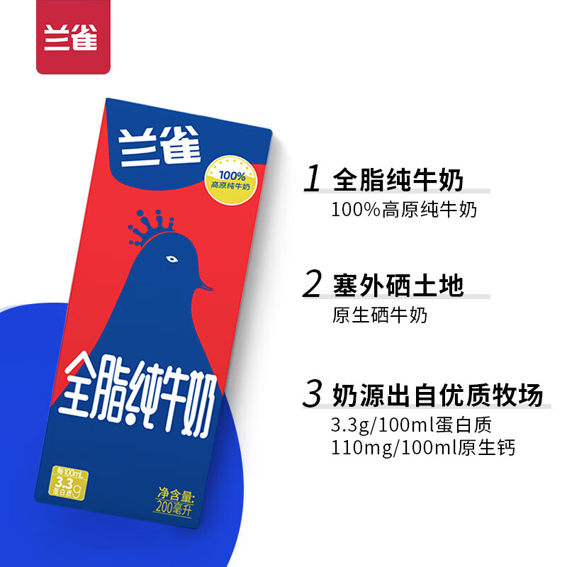 Lacheer 3.3g高原牧场全脂纯牛奶 营养早餐奶200ml*20盒送礼 27.92元 - 86线报