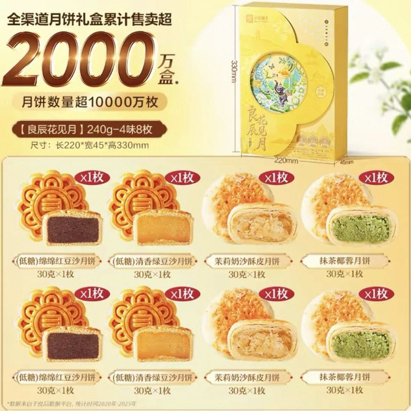 良品铺子 良辰花见月中秋节月饼礼盒送礼送人传统糕点心伴手礼团购 240g 13.