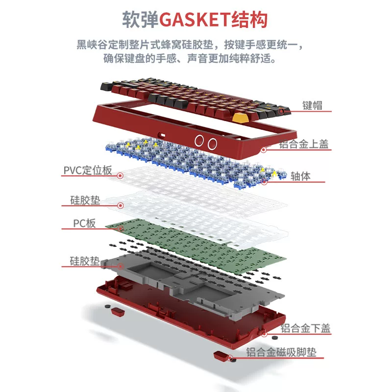黑峡谷 Y7铝坨坨机械键盘无线三模热插拔客制化电竞游戏机械键盘 529元 - 86线报