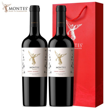 MONTES 蒙特斯 智利原瓶进口红酒 蒙特斯探索者红葡萄酒750ml 赤霞珠双支礼袋