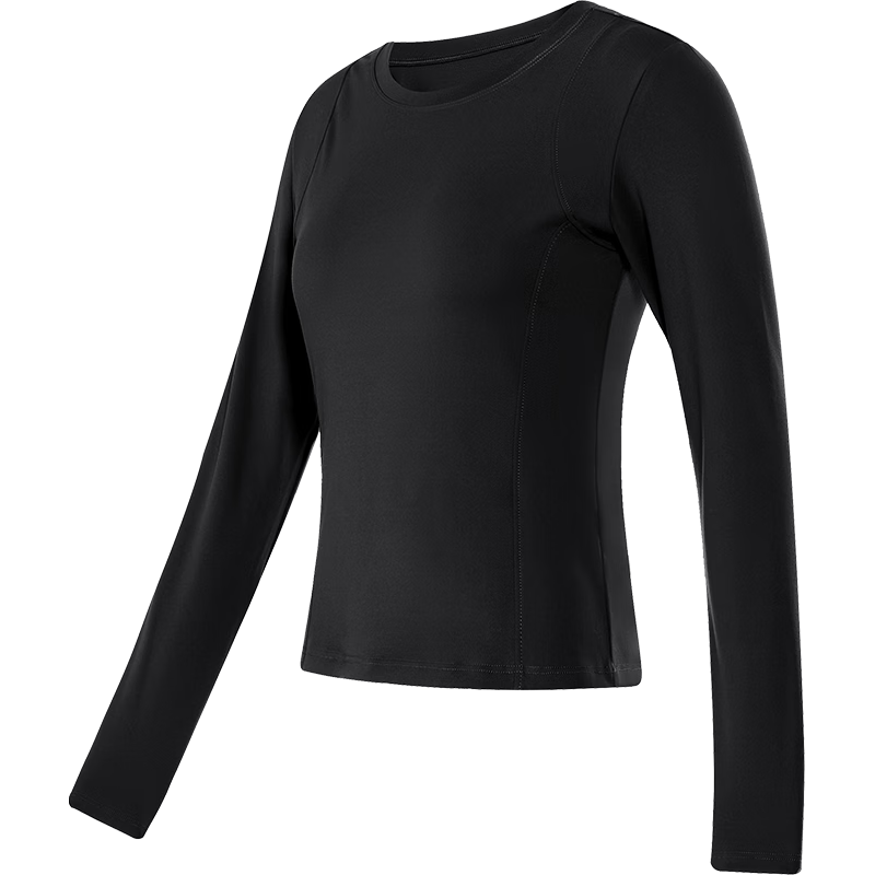 骆驼 加绒圆领裸感弹力女款长袖T恤衫 Y24CA0L6603 幻影黑 L 加绒6603，幻影黑 49