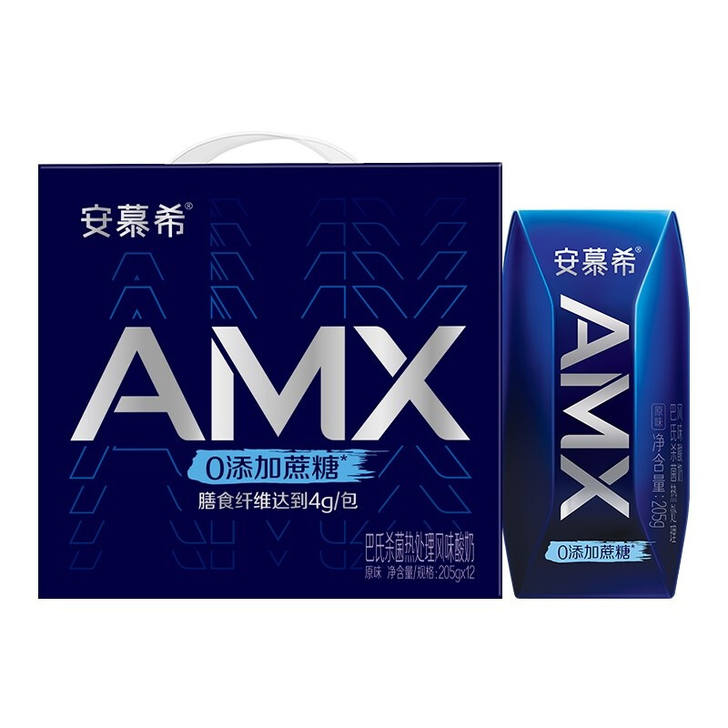 安慕希 AMX0蔗糖钻原味酸奶205g*12盒 49.53元（需买2件，需用券）