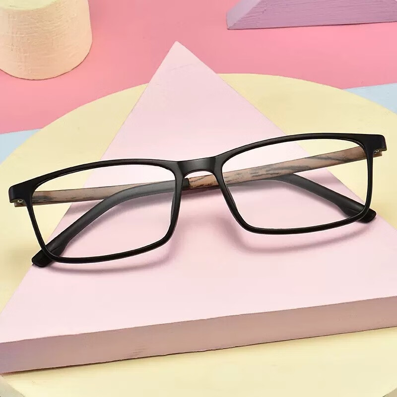 Jesmoor超轻复古仿木纹方框眼镜+配镜161非球面镜片（度数留言） 49元（需用