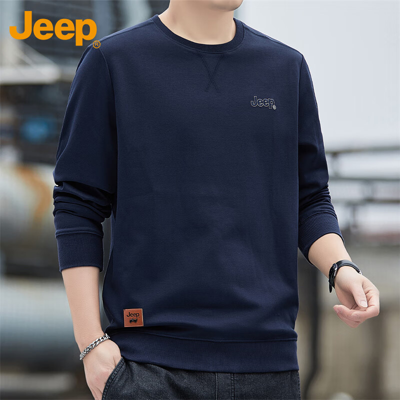 Jeep 男士卫衣 宽松圆领长袖打底衫 140元