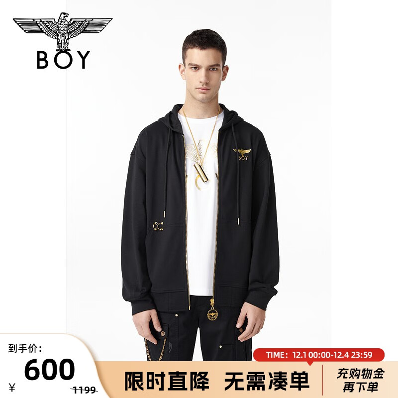 BOY LONDON 【金色盾牌】秋冬男女同款高街连帽开衫卫衣外套N06003 599.4元包邮