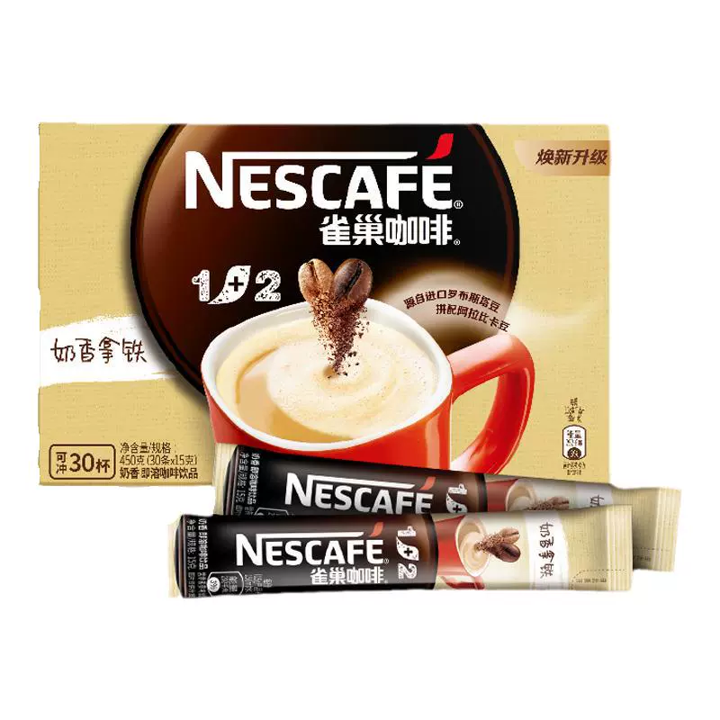 Nestlé 雀巢 1+2原味特浓三合一微研磨拿铁速溶咖啡60条 ￥67.9