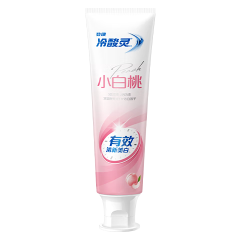冷酸灵 小白桃酵素牙膏 180克 沁甜白桃味 赠冷酸灵京东试用极地白牙膏30g 