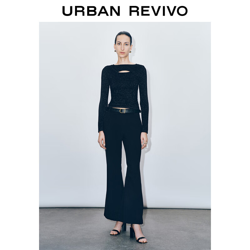 URBAN REVIVO 女装镂空设计感亮丝针织衫 UWG940253 119.5元