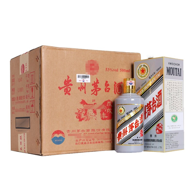 移动端：MOUTAI 茅台 生肖纪念 戊戌狗年 53度 酱香型白酒 500ml*6 20298.86元