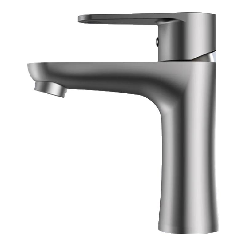 四季沐歌 面盆水龙头304不锈钢冷热浴室卫生间洗脸盆台盆通用枪灰色水龙头