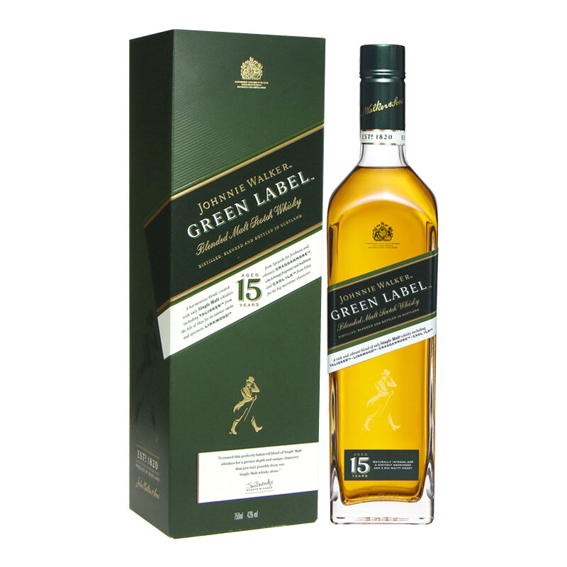 尊尼获加 JOHNNIE WALKER 绿牌 15年 43%vol 750ml 245.55元（需用券）