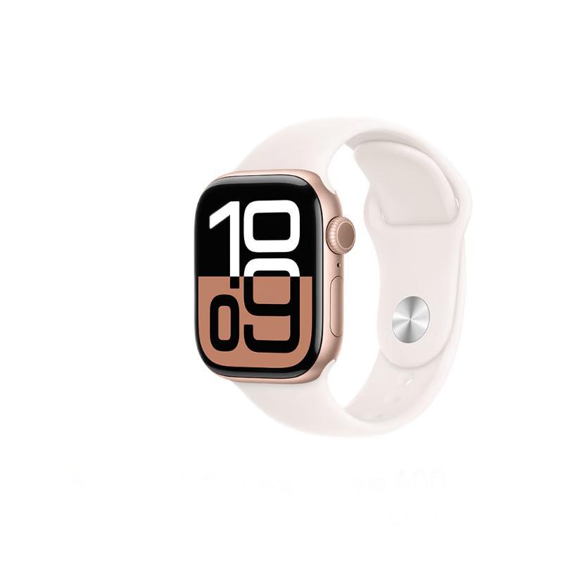 Apple 苹果 Watch Series 10 智能手表 GPS款 42mm 玫瑰金色 淡桃粉色橡胶表带 S/M 2559