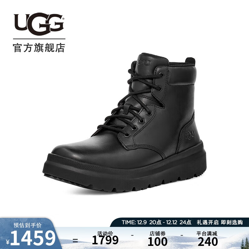 UGG 2023秋季男士休闲舒适平底纯色系带时尚马丁靴短靴1151791 1459元（需用券