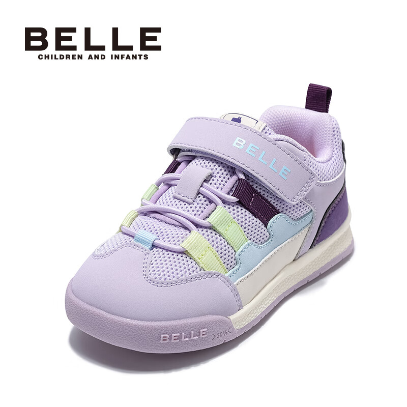 百丽 儿童运动鞋25秋季时尚撞色板鞋男女童休闲鞋3-7岁透气学步鞋 紫色 113