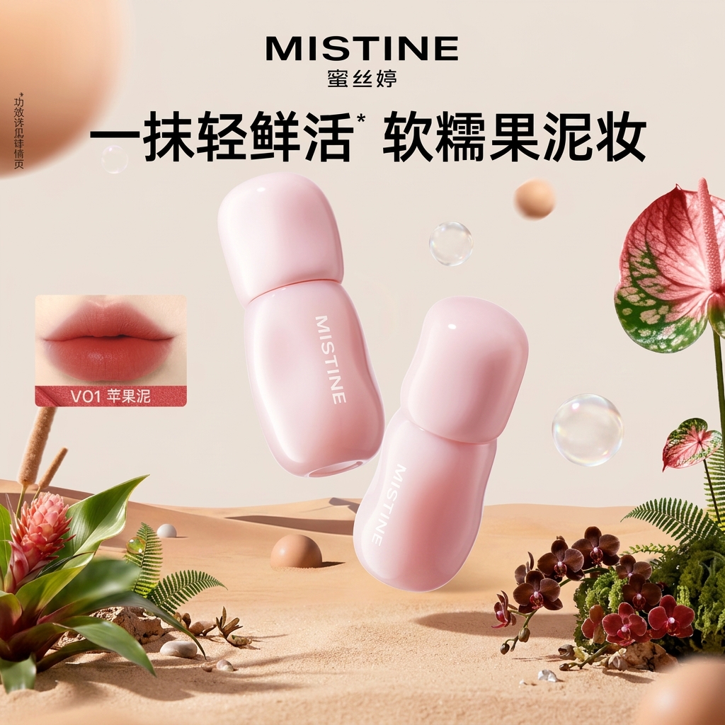 蜜丝婷 果真轻雾唇釉唇蜜长效持色一抹淡唇纹唇彩送女生礼物C V01苹果泥 10.