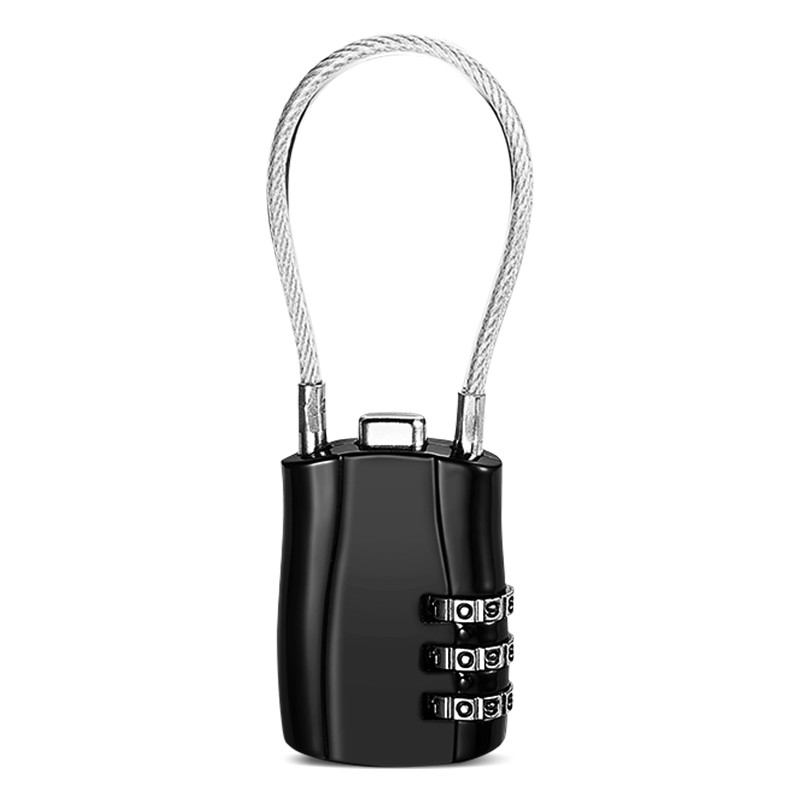 飞球 Fly.Globe）钢缆挂锁密码锁 旅行箱包背包锁 柜门锁抽屉锁 黑色 17元