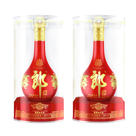 移动端、京东百亿补贴：LANGJIU 郎酒 红花郎15 53度 酱香型 高度白酒 500ml *4 18