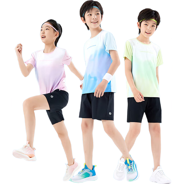 361°童装 儿童短袖25夏男女童冰爽速干弹力渐变短袖T恤 绿150 156.14元（合52.05