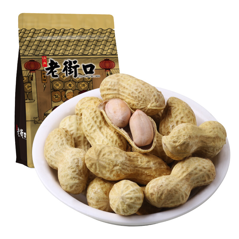 老街口 蒜香花生400g坚果炒货花生米新货水煮带壳休闲下酒零食小吃 7.65元