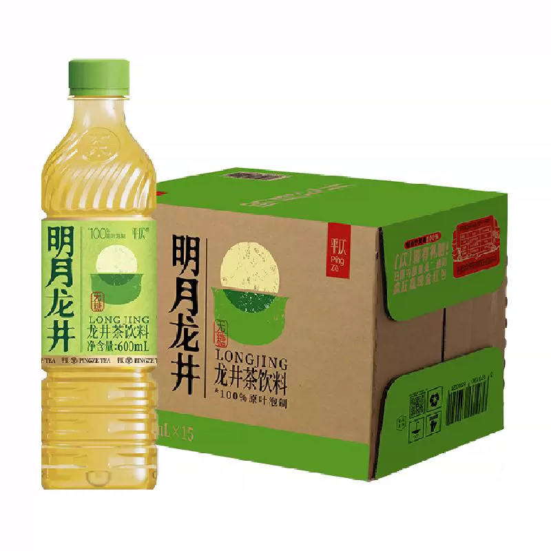 平仄 明月龙井绿茶无糖600ml*15瓶装茶饮料0糖0卡0脂100%真茶萃取 ￥52.06