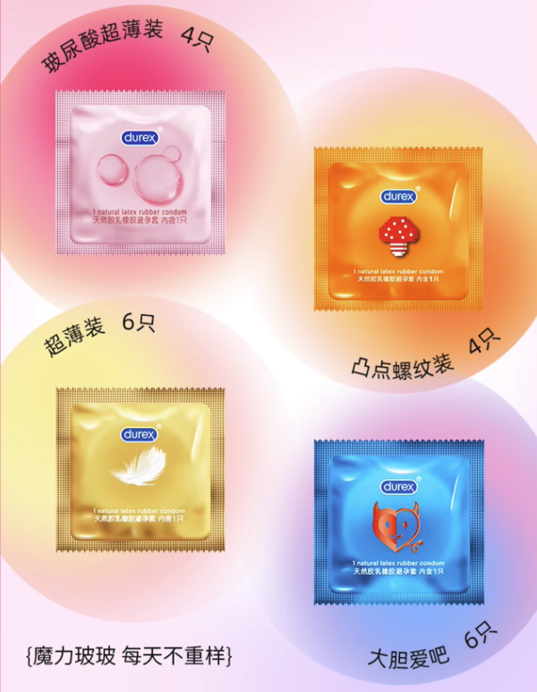 durex 杜蕾斯 魔力玻玻 四合一超薄玻尿酸安全套组合装 20只