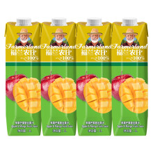 概率券、plus：福兰农庄 100%苹果芒果复合果汁 希腊原装进口果汁饮料 1L*4瓶*