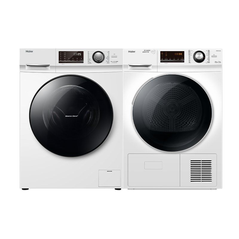 618预售、PLUS会员：Haier 海尔 EG100B129W+EHG100129W 热泵式洗烘套装 白色 3740.81元