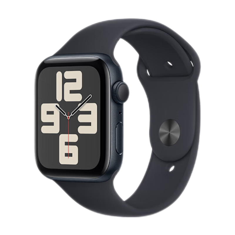 PLUS会员：Apple/苹果 Watch SE 2023款智能手表GPS款44毫米午夜色铝金属表壳午夜