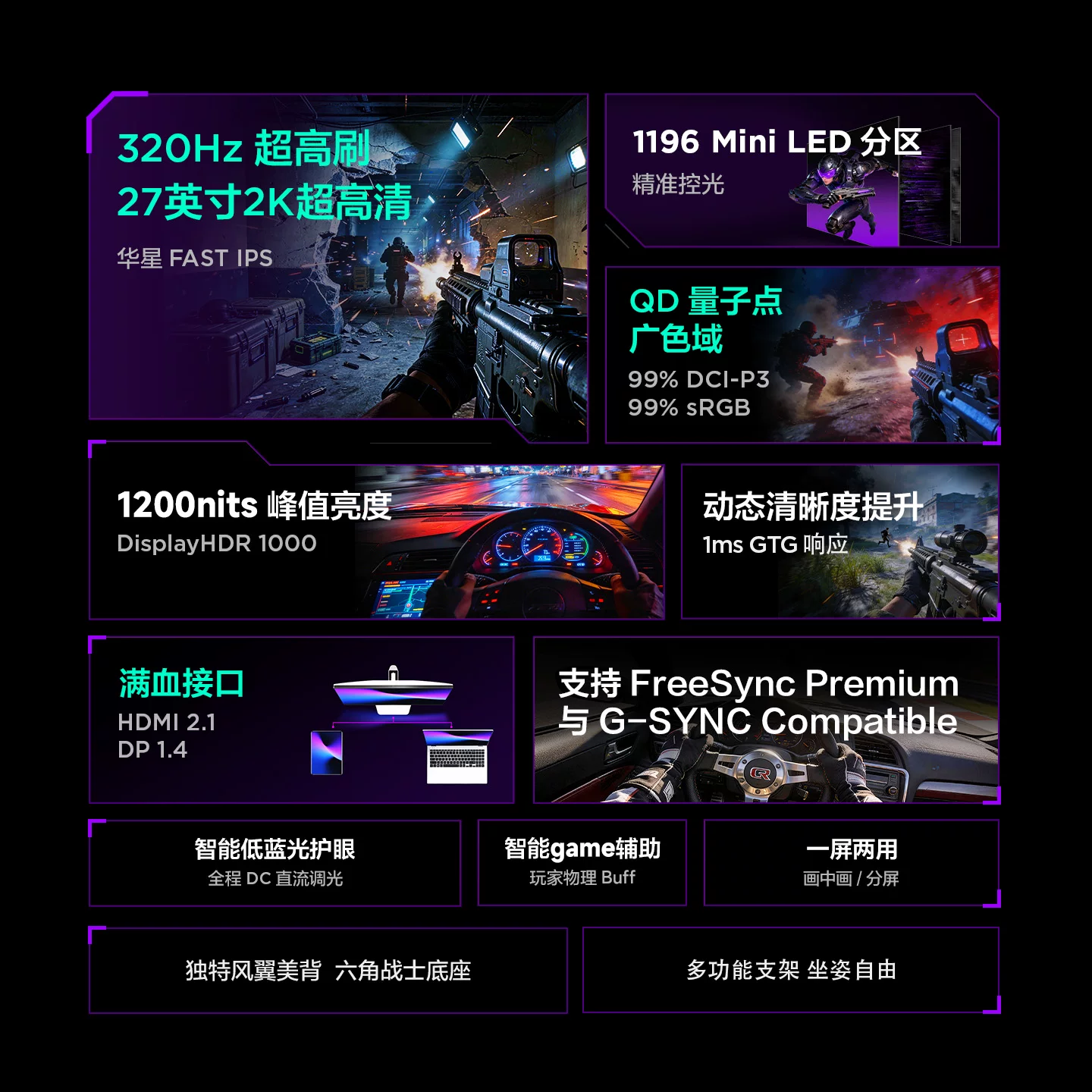 雷鸟 Q7APro征服者II代27英寸2K320Hz护眼DC调光MiniLED电竞显示器 1520.11元 - 线报酷
