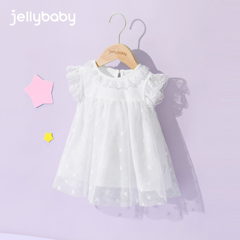 JELLYBABY 2024年夏季新款儿童女童公主裙连衣裙裙子 白色 100 50元（需用券）
